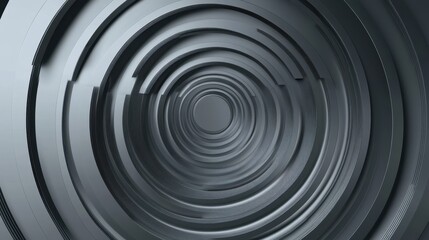 Abstract 3D Background with Concentric Circles -  Grey and Silver Circular Pattern, Geometric Shapes, Modern Design, Technology