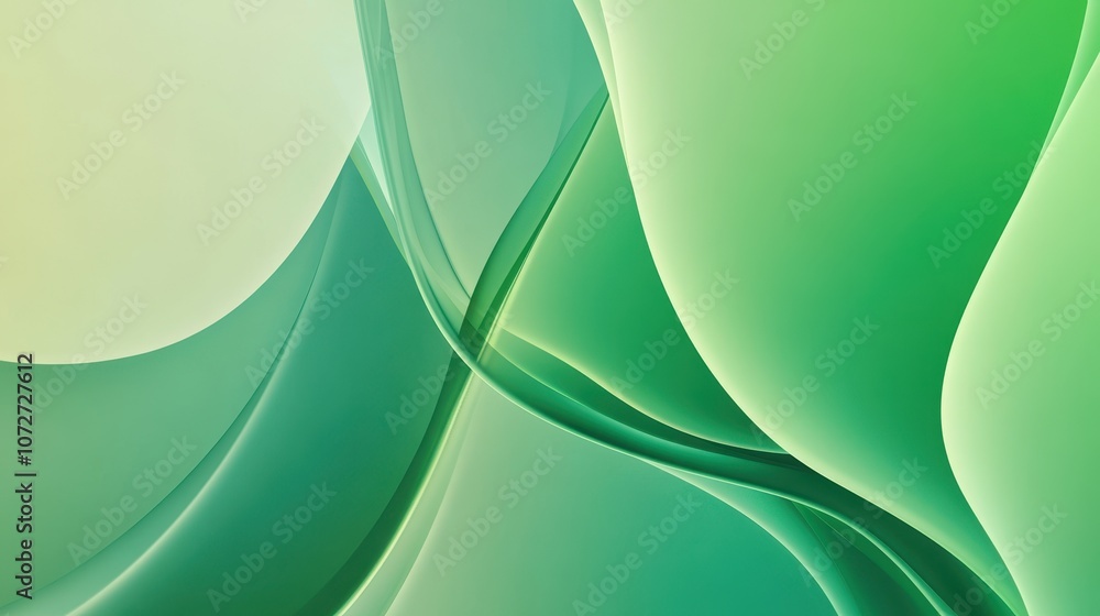 Poster abstract green gradient background with smooth curved shapes and lines.