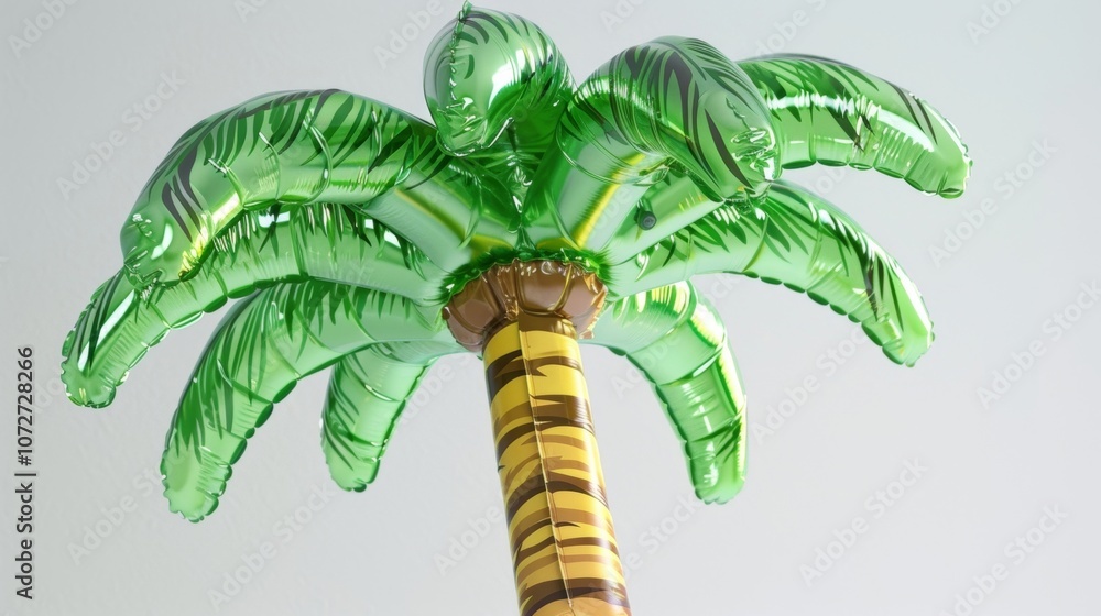 Poster a zoomedin view of a miniature inflatable palm tree showcasing the fine lines and grooves of its pla