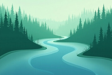 Fototapeta premium Abstract flow - River through serene forest