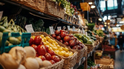 Organic Produce Displayed in a Market Setting