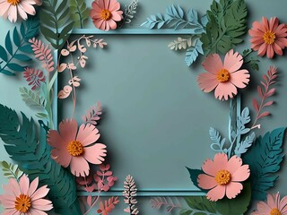 Obraz premium frame with flowers and leaves