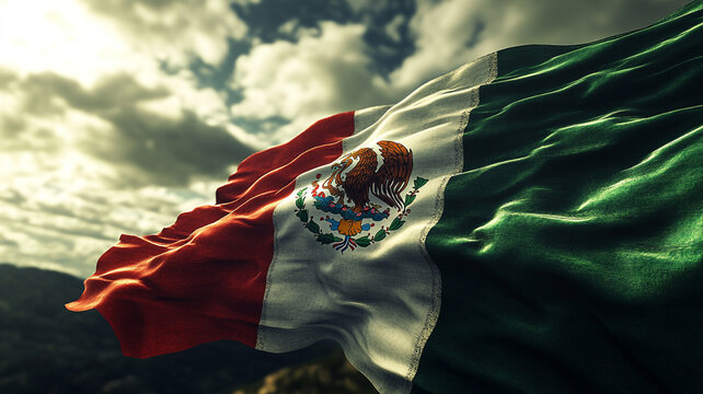 Mexican flag waving proudly during celebrations for Mexican Independence Day in September