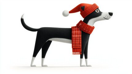 christmas dog with santa hat