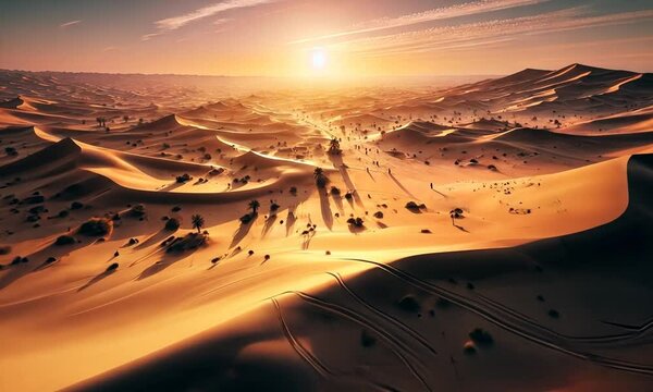 sunset in the mountains of Desert
