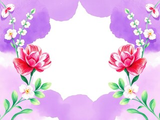 A funeral program memorial service obituary layout featuring a purple watercolor floral design, program, design