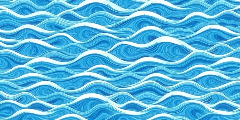 Fototapeta premium A mesmerizing background featuring seamless wave patterns in varying shades of blue and white, texture, hypnotic, calming