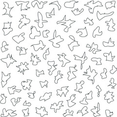 The art consists of torn pieces of fabric, paper or similar material.