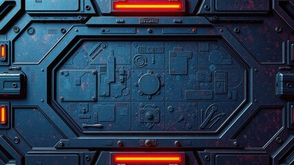 Fototapeta premium Sci-fi panel texture, Futuristic Sci-Fi Panel with Intricate Geometric Design