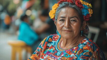 Fototapeta premium Celebrating Mexican Independence Day with traditional attire in vibrant colors