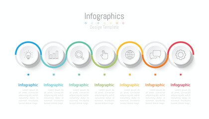 Infographic 7 options design elements for your business data. Vector Illustration.
