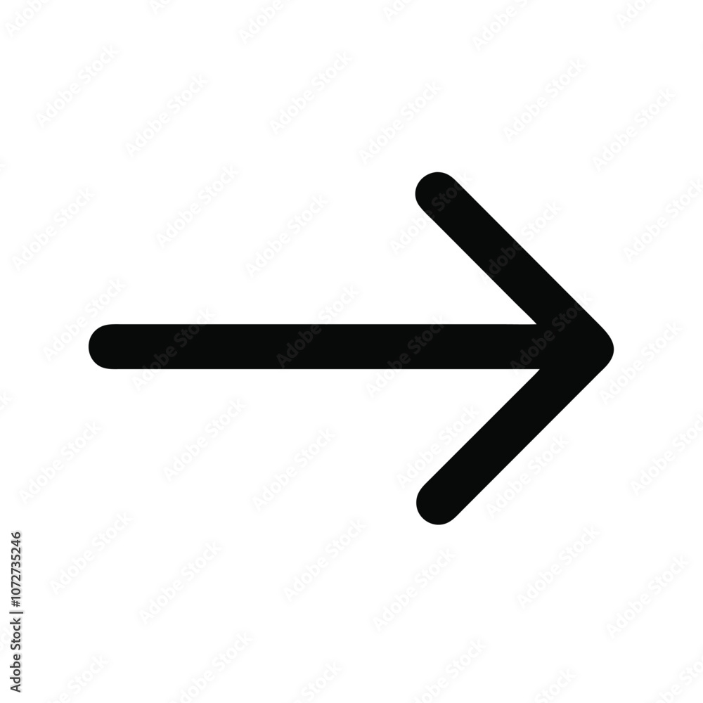 Poster simple black right arrow icon, minimalist black arrow pointing to the right, commonly used as a navi