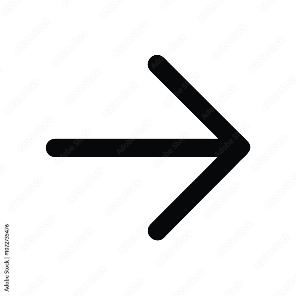 Poster simple black right arrow icon, minimalist black arrow pointing to the right, commonly used as a navi