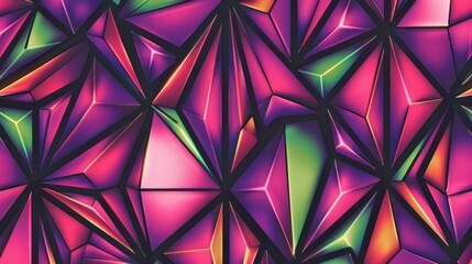 A geometric patterned wallpaper in neon shades of pink purple and green highly popular in the early 2000s.