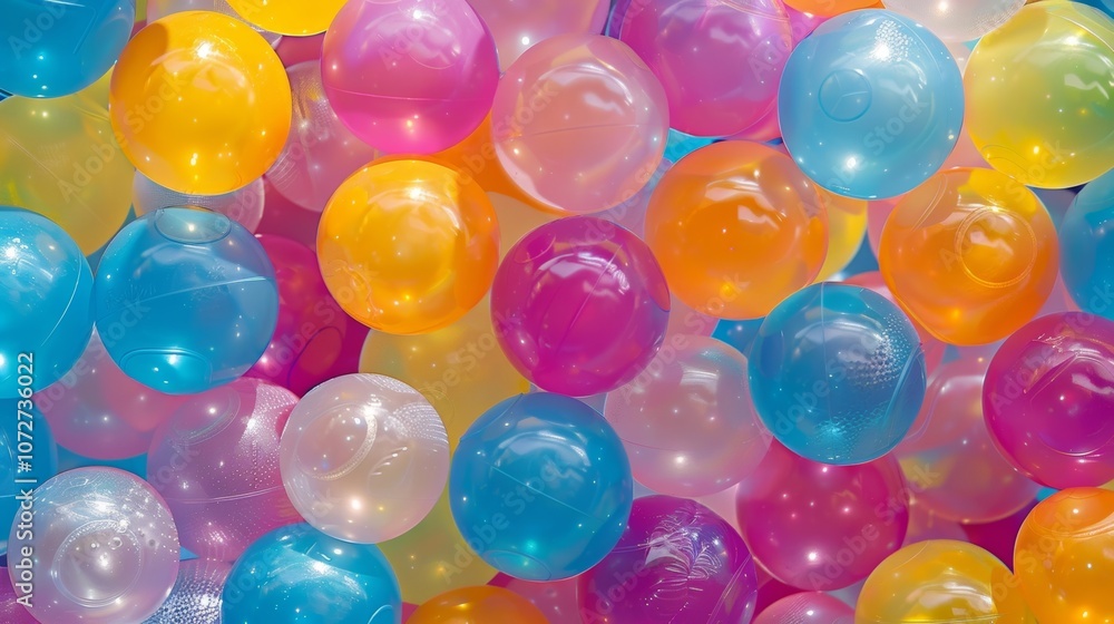Aufkleber a macro image of a plastic ball pit showcasing the small round plastic balls and the smooth glossy t