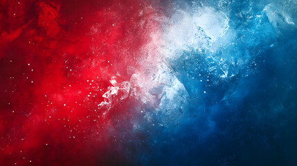 Fototapeta premium Abstract red and blue background with white star patterns and bold contrasts.