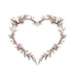 Captivating Vintage Watercolor of Delicate Botanical Elements heart shape frame , concept wedding, Valentine’s day , love , Empty space can be used to place text.