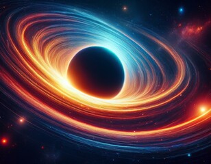 A powerful black hole absorbing surrounding stars and planets in deep space