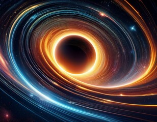 Obraz premium A powerful black hole absorbing surrounding stars and planets in deep space
