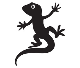 Fototapeta premium Lizard on white background, Vector isolated one single gecko lizard, Silhouette lizard icon