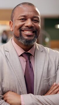 Arms crossed, corporate and face with business black man in office for internal auditor, financial organization and consultant. Confidence, asset management and portrait of person in actuary firm