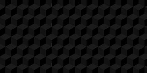 Fototapeta premium Vector abstract dark black geometric minimal cube hexagon surface texture design. minimal black cubies block and mete glossy thin smooth structure isometric grid banner and wallpaper.