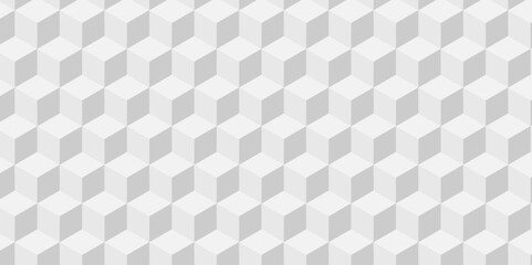 Vector abstract white and gray geometric minimal cube hexagon surface texture design. white cubies block and mete glossy thin smooth structure isometric grid banner and wallpaper.