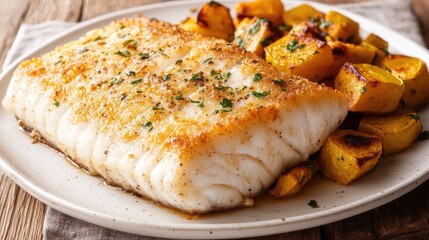 Fresh Grilled Fish with Roasted Vegetables Plate