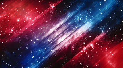 Obraz premium Abstract red and blue background with white star patterns and bold contrasts.