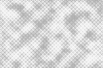 Abstract grunge halftone background. Retro comic grain pixel texture. Dots cartoon wallpaper. Pop art fading wavy gradient pattern. Vector vanishing gritty backdrop.