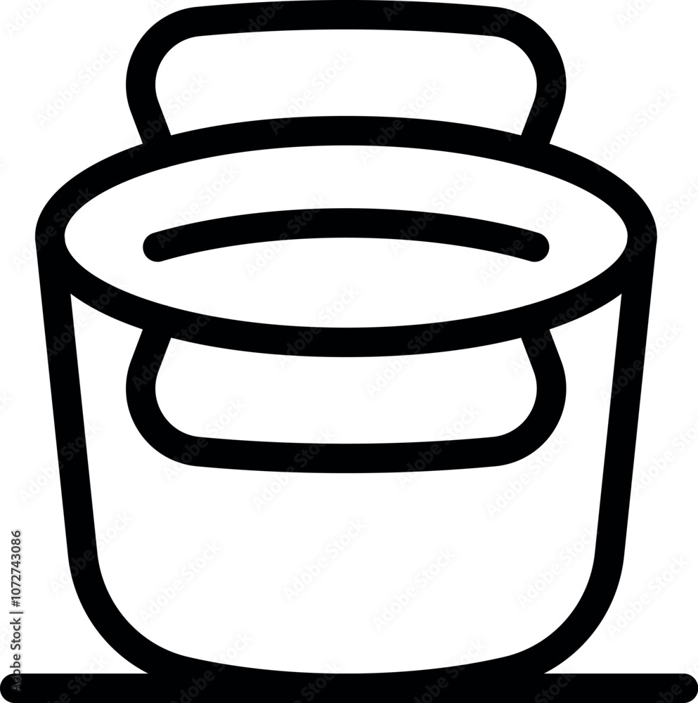 Poster simple line icon of an empty bucket with a handle, ready for use in cleaning, gardening, or other ta