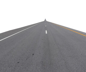 Empty asphalt road isolated on transparent background, PNG File
