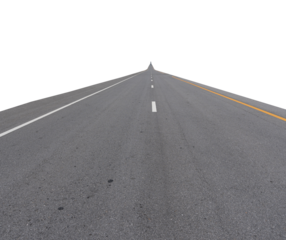 Empty asphalt road isolated on transparent background, PNG File