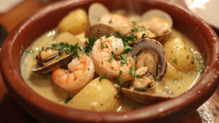 Fresh Seafood Dish with Potatoes and Herbs