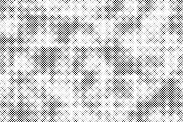 Grunge halftone gradient background. Faded grit noise texture. White and black sand wallpaper. Retro pixelated backdrop. Anime or manga style comic overlay. Vector graphic design textured template