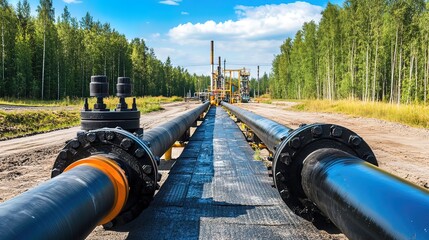 Oil pipeline in a forest.