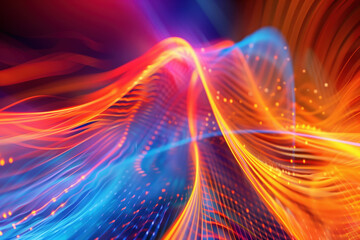 Vibrant Abstract Wave Background with Glowing Light Trails