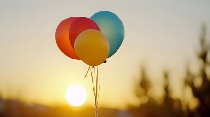 Fototapeta premium Balloons Against a Sunset Sky