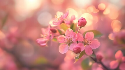 Obraz premium Delicate Pink Blossoms in Warm Light