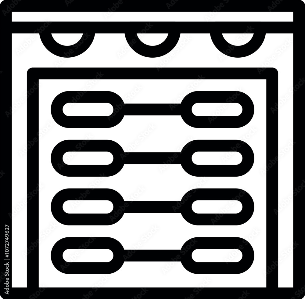 Poster simple abacus icon representing calculating and counting on a white background