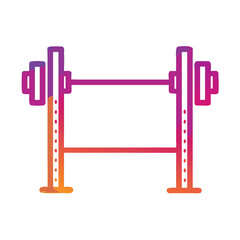 Gradient barbell rack illustration, Colorful gradient illustration of a barbell on a rack, symbolizing gym equipment, weightlifting, and strength training exercises.
