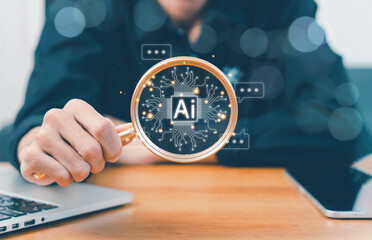Ai technology, Artificial Intelligence. man using technology smart robot AI, artificial...