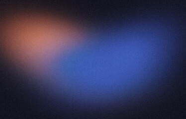 Dark glowing blue orange color grainy backdrop design. Abstract colorful noisy gradient, vibrant color flow, wave shaped, bright, shine, website header design, banner, poster, cover