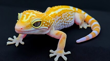 Obraz premium Leopard Gecko on Black Background