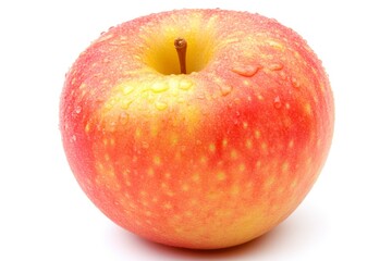 Fresh Red Apple with Water Droplet on White Background