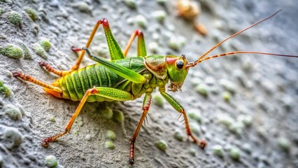 Fototapeta premium High-Quality Product Photography of Nymph of Bush Cricket on Concrete Wall - Platycleis Species in Natural Habitat