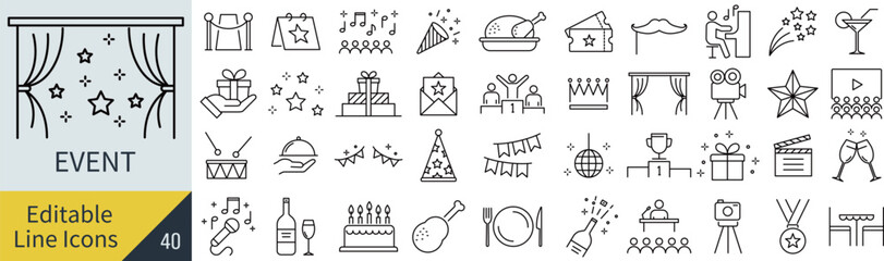 線の編集ができるイベントに関するアイコンセット（アウトライン化していない）