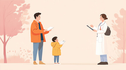 Fototapeta premium Medical staff and family members talking together