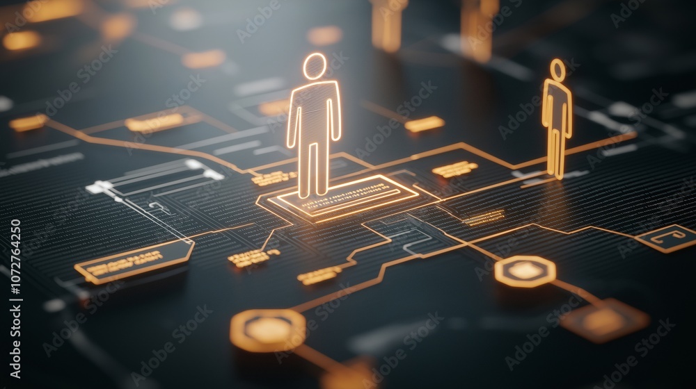 Poster visual representation of customer journey mapping with digital icons and flowcharts for enhanced use