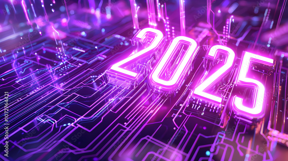 Poster a computer chip with the number 2025 on it